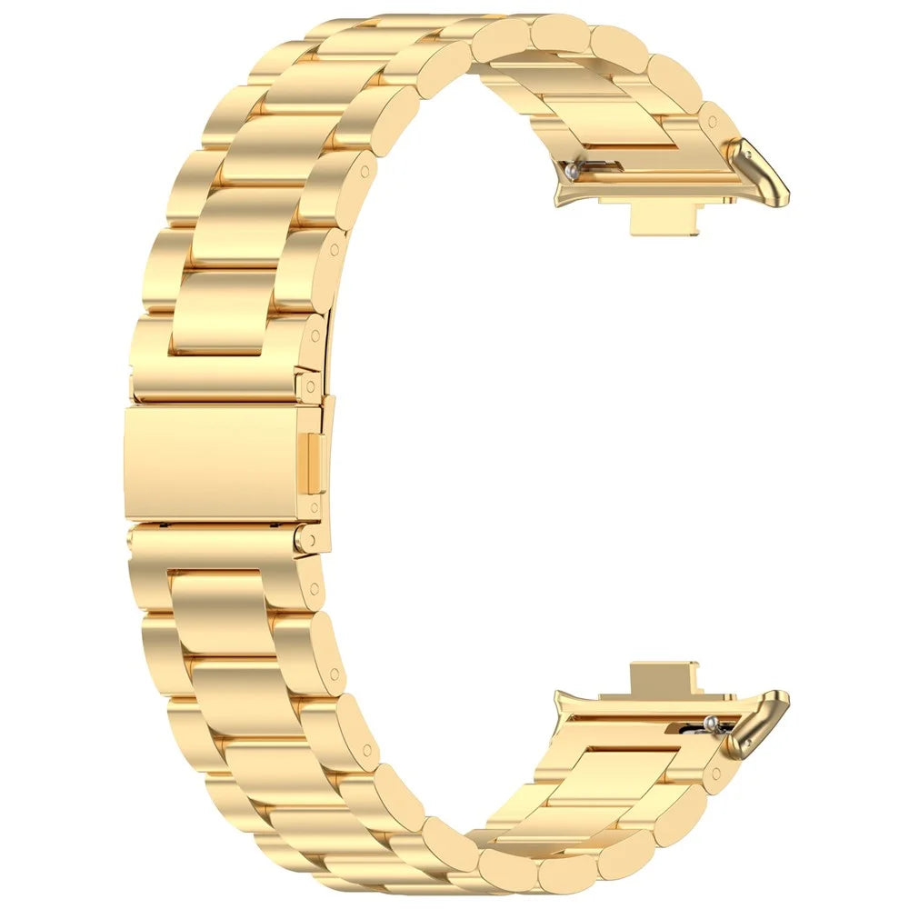 For Xiaomi Smart Band 10 Pro / 9 Pro / 8 Pro / Redmi Watch 6 / 5 / 5 eSIM / 4 Replacement Strap 3-Bead Stainless Steel Watch Band - Gold - 2