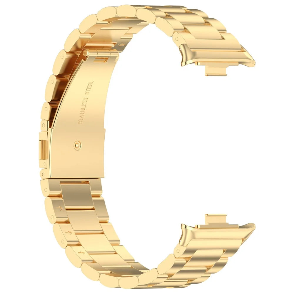 For Xiaomi Smart Band 10 Pro / 9 Pro / 8 Pro / Redmi Watch 6 / 5 / 5 eSIM / 4 Replacement Strap 3-Bead Stainless Steel Watch Band - Gold - 3