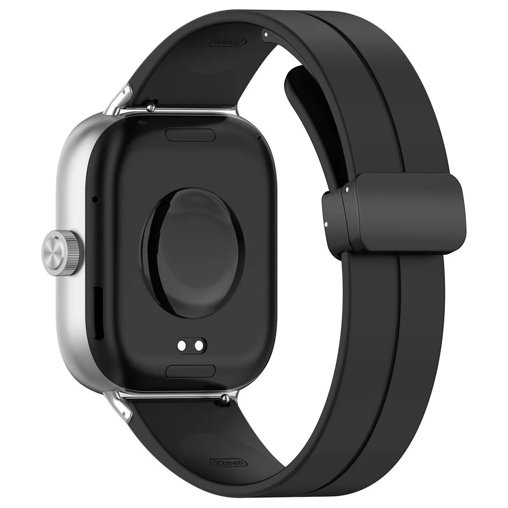 For Xiaomi Smart Band 10 Pro / 9 Pro / 8 Pro / Redmi Watch 6 / 5 / 5 eSIM / 4 Silicone Strap Replacement Wrist Band with Folding Buckle - Black - 1