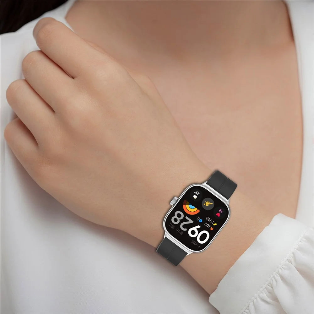 For Xiaomi Smart Band 10 Pro / 9 Pro / 8 Pro / Redmi Watch 6 / 5 / 5 eSIM / 4 Silicone Strap Replacement Wrist Band with Folding Buckle - Black - 6