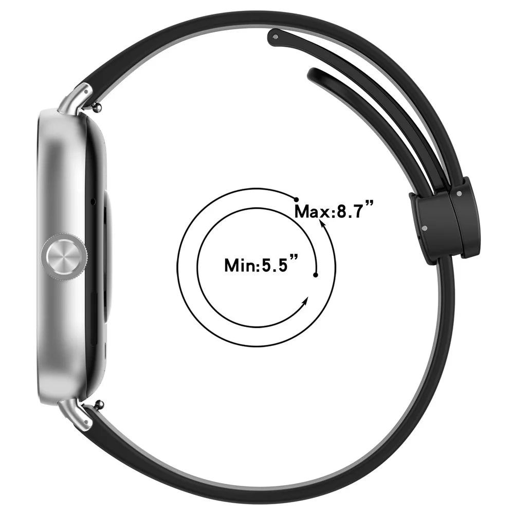 For Xiaomi Smart Band 10 Pro / 9 Pro / 8 Pro / Redmi Watch 6 / 5 / 5 eSIM / 4 Silicone Strap Replacement Wrist Band with Folding Buckle - Black - 7