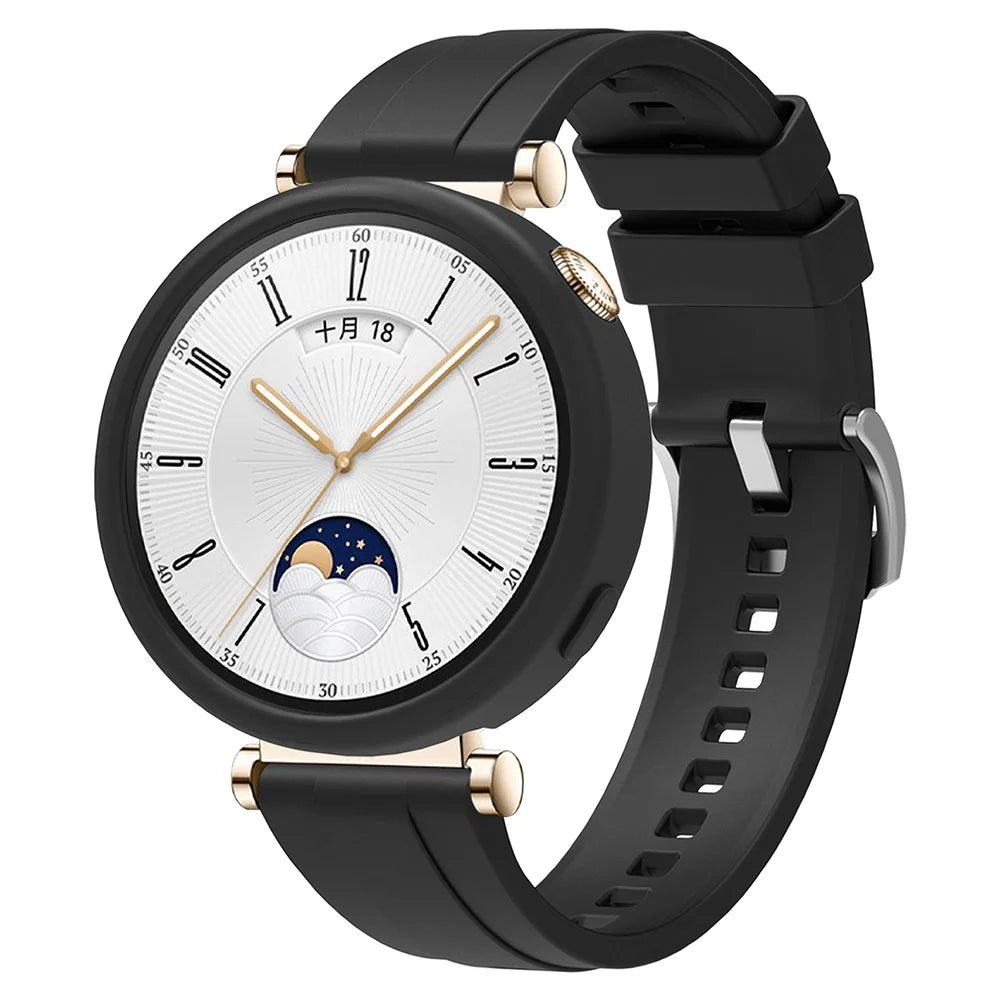For Huawei Watch GT 4 41mm / Oppo Watch X2 Mini Soft Silicone Watch Band Strap Replacement Accessory - Black - 4