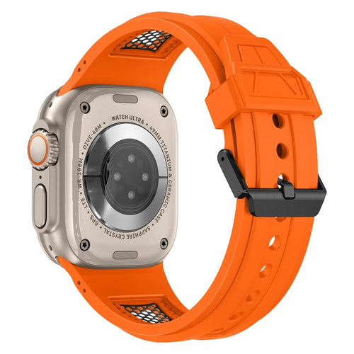 TPU Watch Strap for Apple Watch Ultra 3 2 1 49mm / Series 11 10 46mm / 9 8 7 45mm / SE3 SE2 SE 6 5 4 44mm / 3 2 1 42mm - Orange+Black - 1