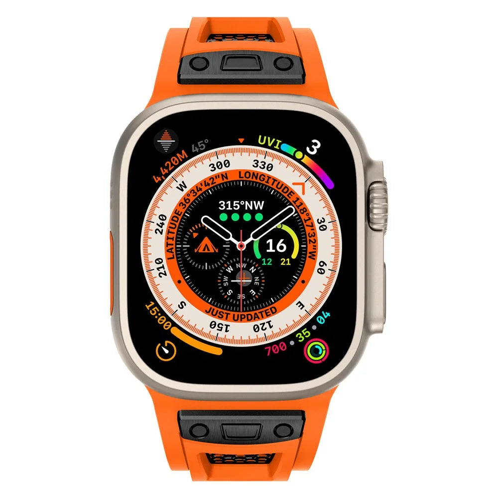 TPU Watch Strap for Apple Watch Ultra 3 2 1 49mm / Series 11 10 46mm / 9 8 7 45mm / SE3 SE2 SE 6 5 4 44mm / 3 2 1 42mm - Orange+Black - 3