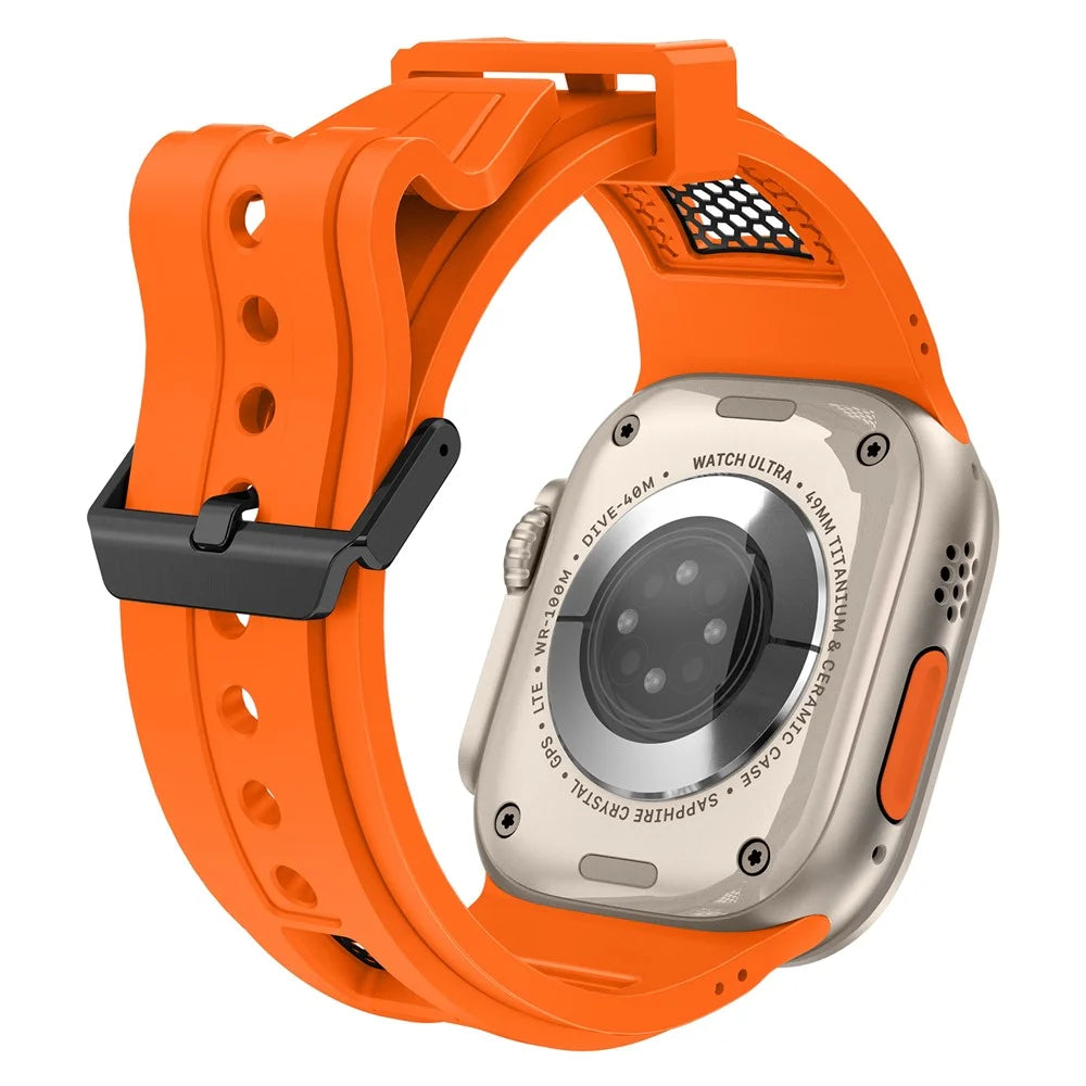 TPU Watch Strap for Apple Watch Ultra 3 2 1 49mm / Series 11 10 46mm / 9 8 7 45mm / SE3 SE2 SE 6 5 4 44mm / 3 2 1 42mm - Orange+Black - 6