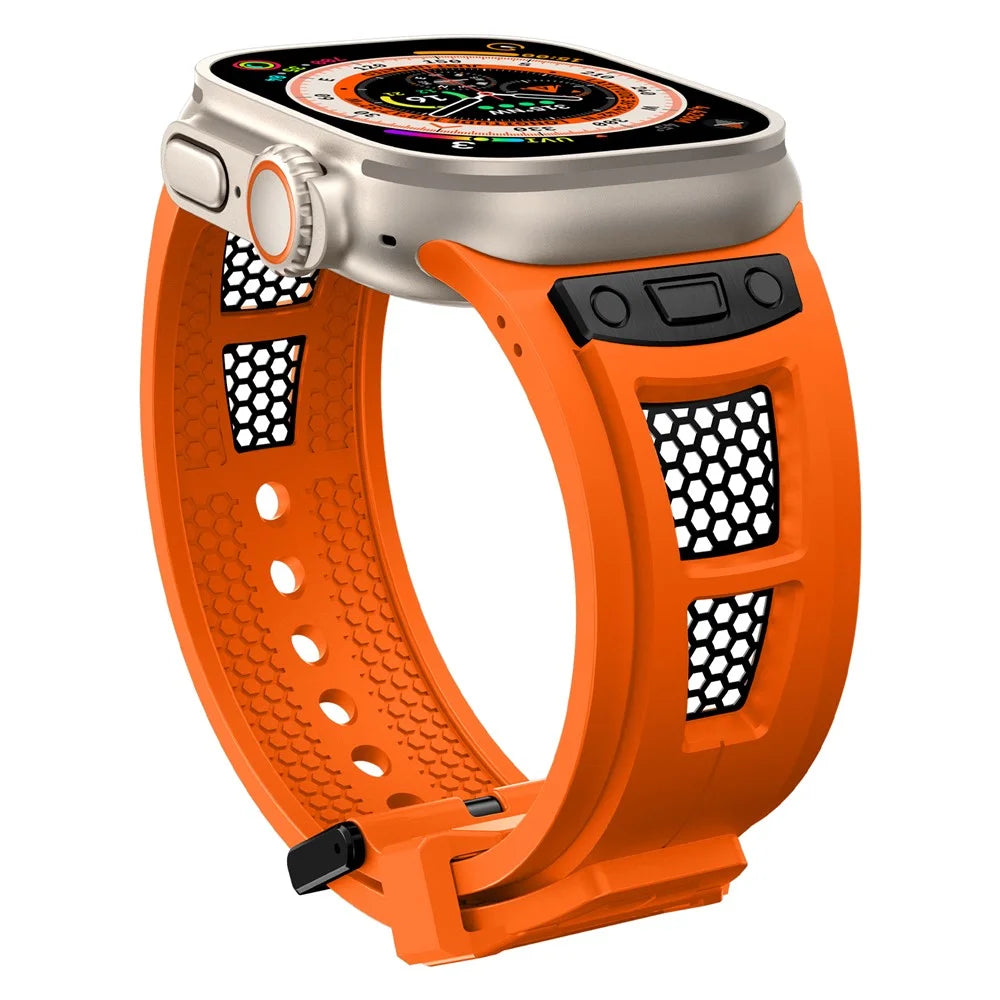 TPU Watch Strap for Apple Watch Ultra 3 2 1 49mm / Series 11 10 46mm / 9 8 7 45mm / SE3 SE2 SE 6 5 4 44mm / 3 2 1 42mm - Orange+Black - 7