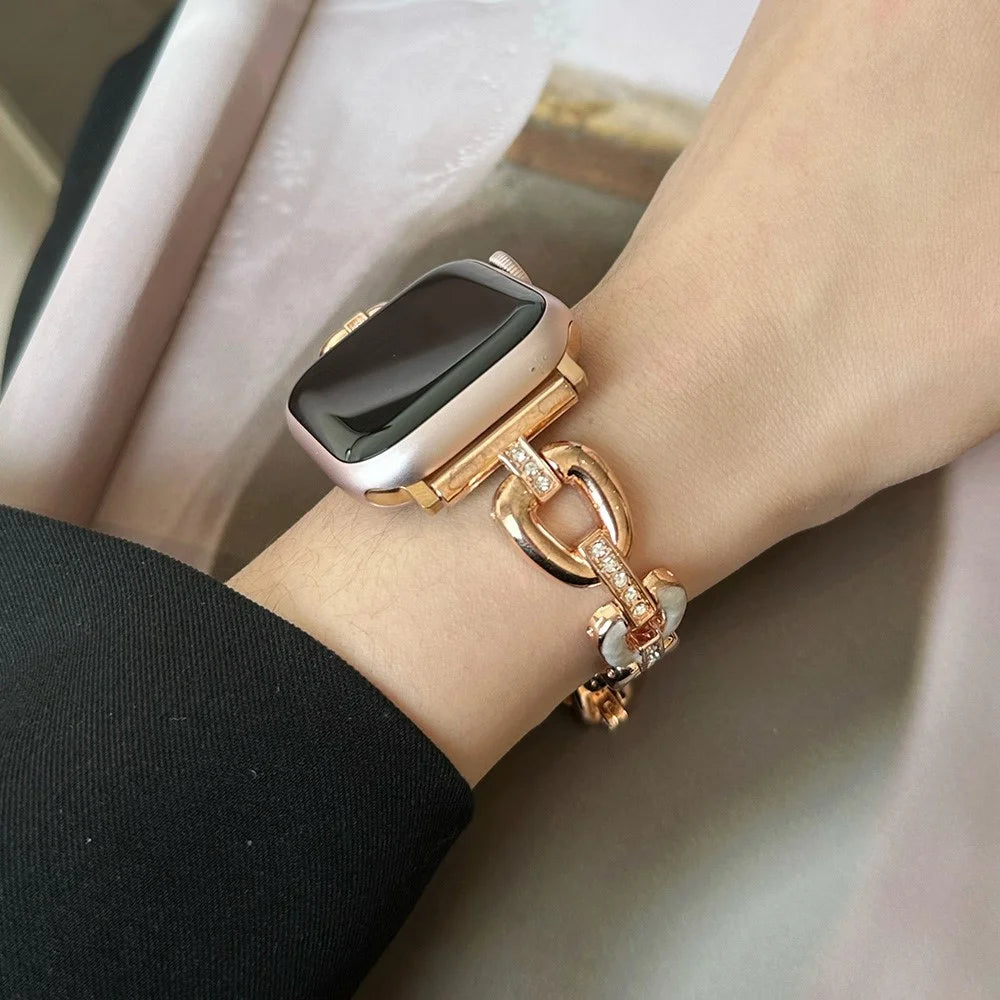 Band For Apple Watch Series 11 10 42mm / 9 8 7 41mm / SE3 SE2 SE 6 5 4 40mm / 3 2 1 38mm Zinc Alloy Metal Watch Strap - Rose Gold - 4