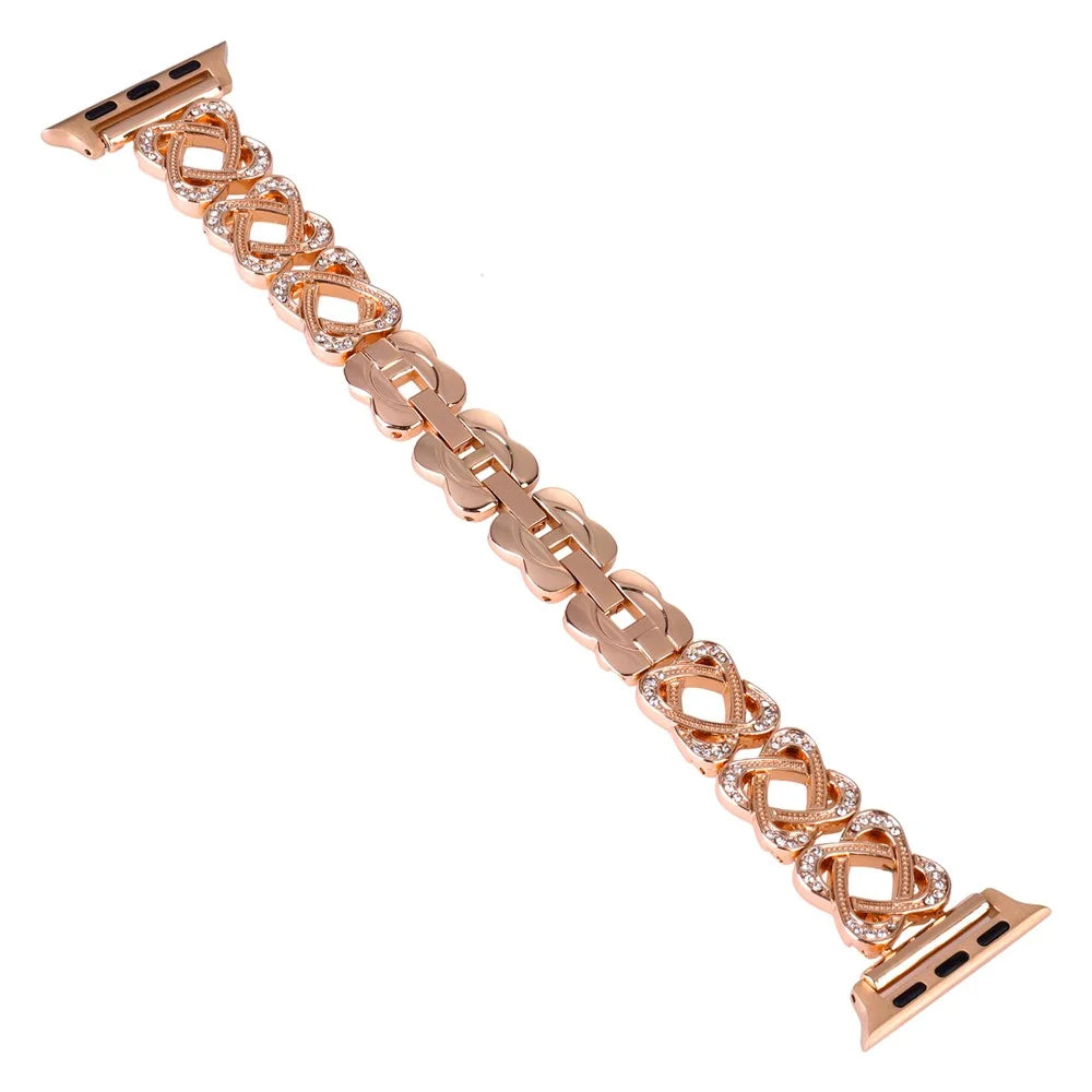 Crossed Ring Watch Strap for Apple Watch Series 11 10 42mm / 9 8 7 41mm / SE3 SE2 SE 6 5 4 40mm / 3 2 1 38mm Zinc Alloy Wrist Band - Rose Gold - 1