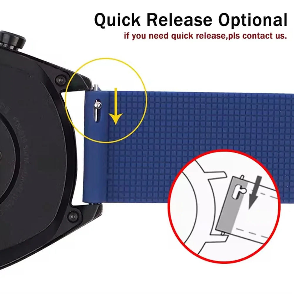 18mm Universal Replacement Watch Strap Sporty Silicone Wrist Band with Silver Buckle - Dark Blue - 2