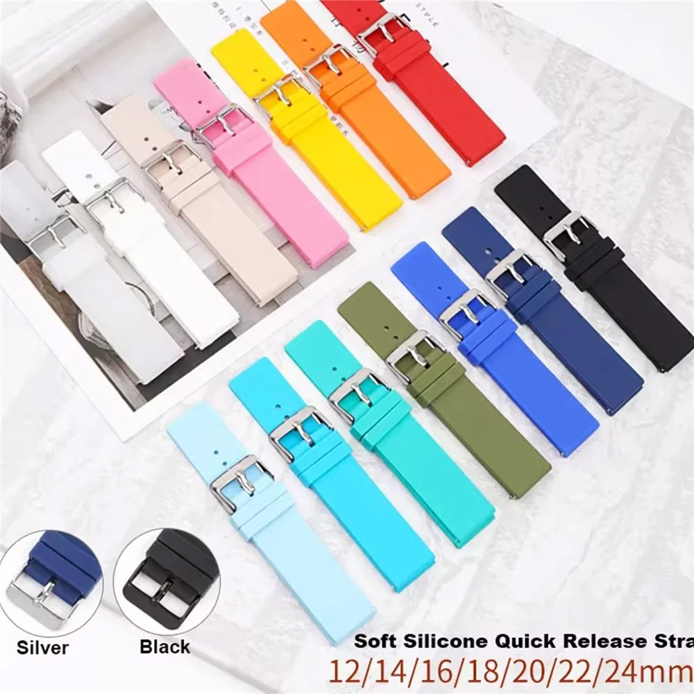 18mm Universal Replacement Watch Strap Sporty Silicone Wrist Band with Silver Buckle - Dark Blue - 3
