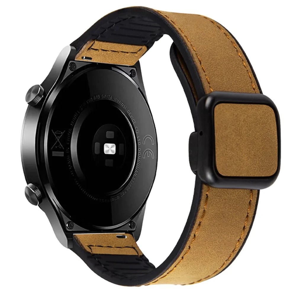 For Garmin vivoactive 5 / Venu 2 Plus Universal 20mm Watch Strap Crazy Horse Texture Leather+Silicone Band - Light Brown - 1