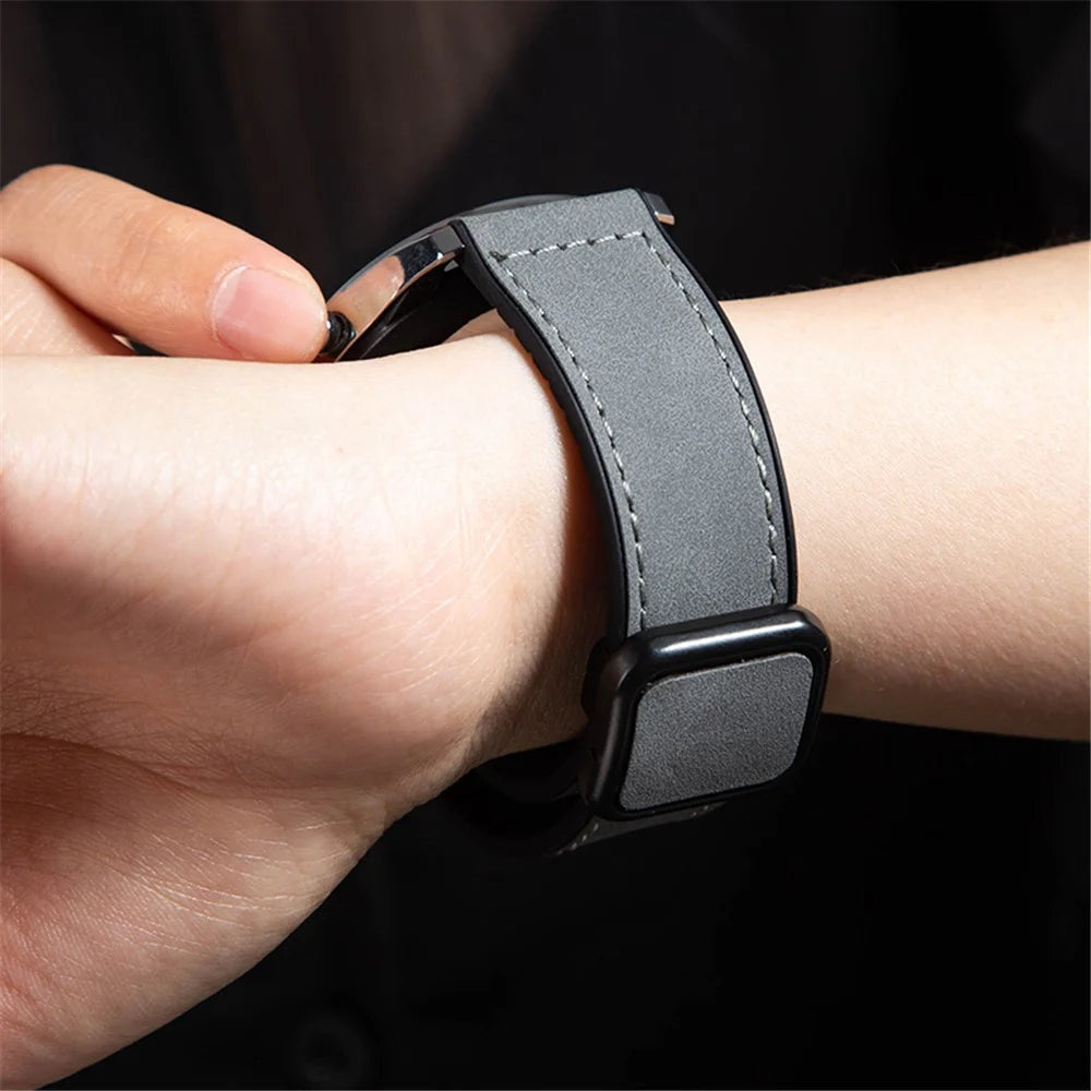For Garmin vivoactive 5 / Venu 2 Plus Universal 20mm Watch Strap Crazy Horse Texture Leather+Silicone Band - Light Brown - 3