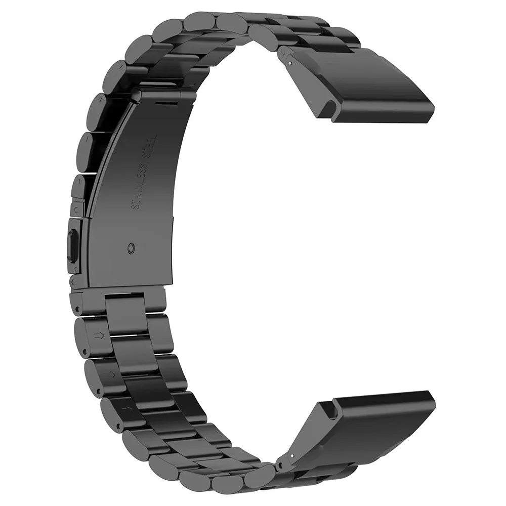 For Garmin Fenix 7S / 7S Pro 42mm / 6S / 6S Pro Watch Band 20mm Stainless Steel 3-Bead Wrist Strap - Black - 1
