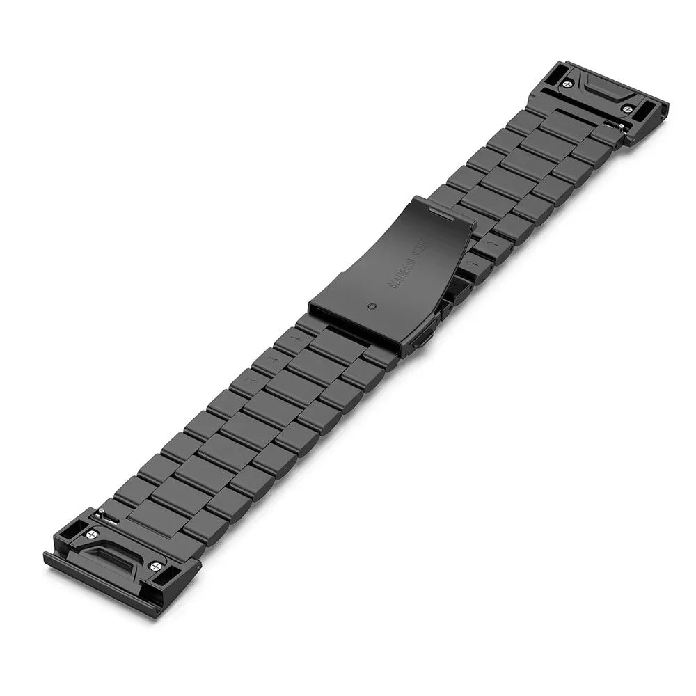 For Garmin Fenix 7S / 7S Pro 42mm / 6S / 6S Pro Watch Band 20mm Stainless Steel 3-Bead Wrist Strap - Black - 2