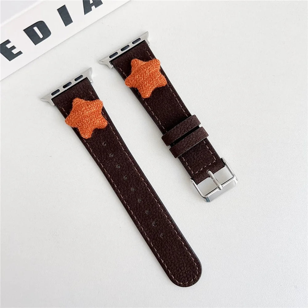 For Apple Watch Ultra 3 2 1 49mm / Series 11 10 46mm / 9 8 7 45mm / SE3 SE2 SE 6 5 4 44mm / 3 2 1 42mm Strap Genuine Cow Leather Band - Dark Brown - 1