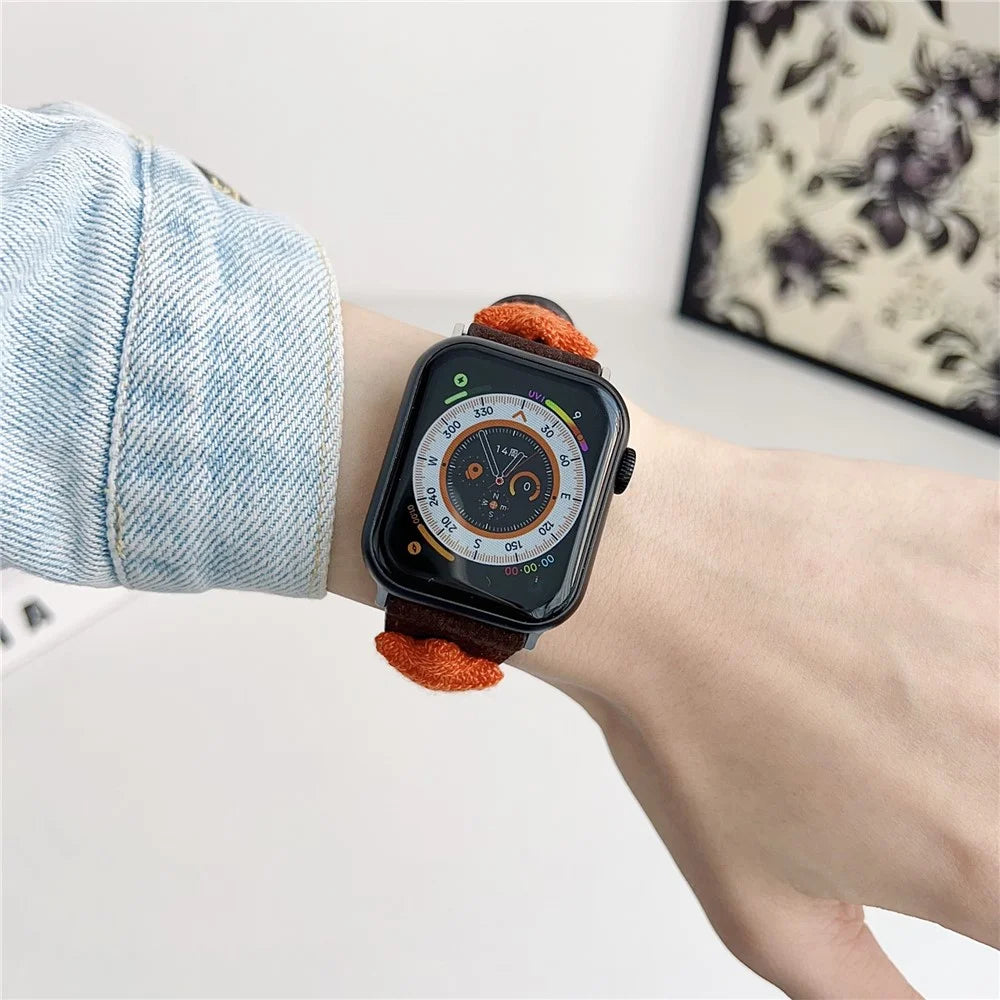For Apple Watch Ultra 3 2 1 49mm / Series 11 10 46mm / 9 8 7 45mm / SE3 SE2 SE 6 5 4 44mm / 3 2 1 42mm Strap Genuine Cow Leather Band - Dark Brown - 3