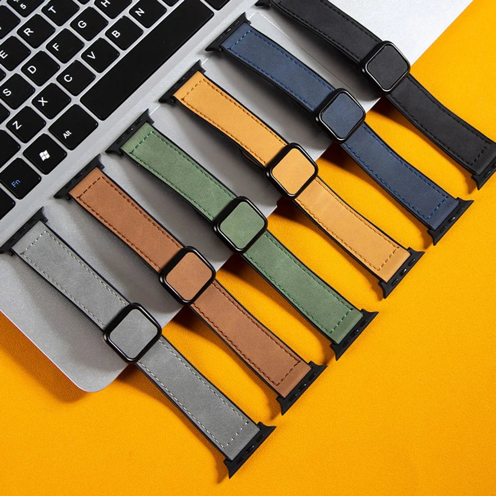 Wrist Watch Band For Apple Watch Series 11 10 42mm / 9 8 7 41mm / SE3 SE2 SE 6 5 4 40mm / 3 2 1 38mm Leather Coated Silicone Strap - Green - 5