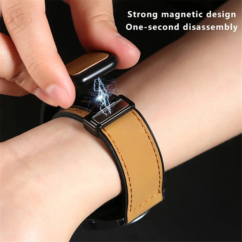 For Garmin Venu 3 / Venu 2 / Vivoactive 4 22mm Watch Band Magnetic Folding Buckle Leather+Silicone Strap - Dark Brown - 2
