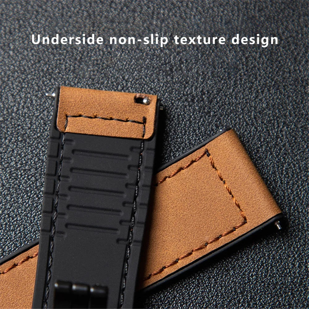 For Garmin Venu 3 / Venu 2 / Vivoactive 4 22mm Watch Band Magnetic Folding Buckle Leather+Silicone Strap - Dark Brown - 3