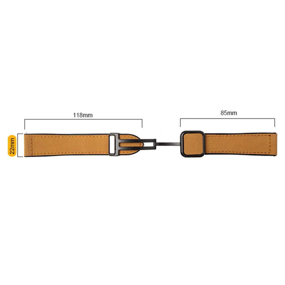 For Garmin Venu 3 / Venu 2 / Vivoactive 4 22mm Watch Band Magnetic Folding Buckle Leather+Silicone Strap - Dark Brown - 5