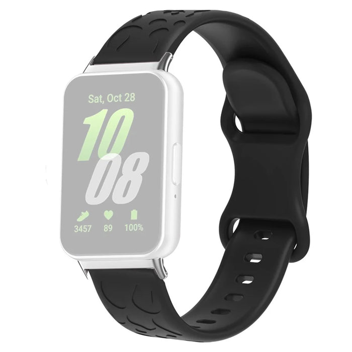 For Samsung Galaxy Fit Silicone Watchband Leopard Printed Replacement Watch Strap - Black - 1
