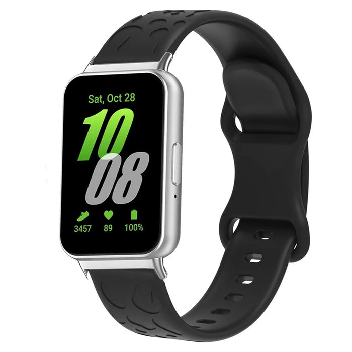 For Samsung Galaxy Fit Silicone Watchband Leopard Printed Replacement Watch Strap - Black - 2