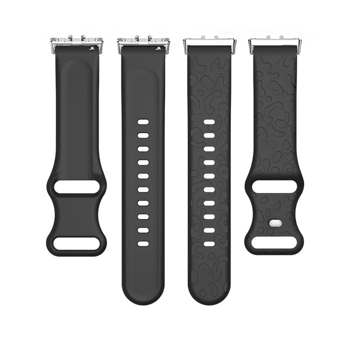 For Samsung Galaxy Fit Silicone Watchband Leopard Printed Replacement Watch Strap - Black - 3