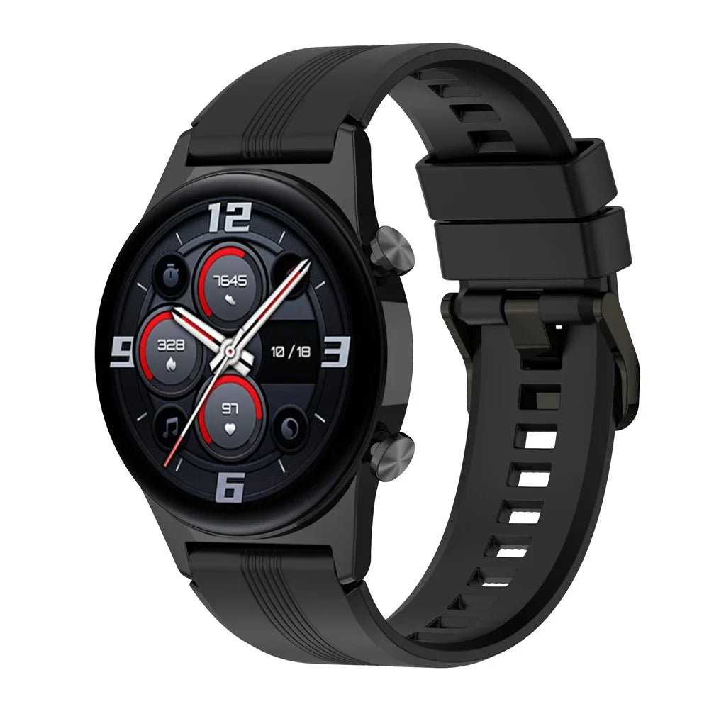 For Honor Watch GS 4 Soft Silicone Watch Strap 22mm Replacement Watch Band - Black - 2