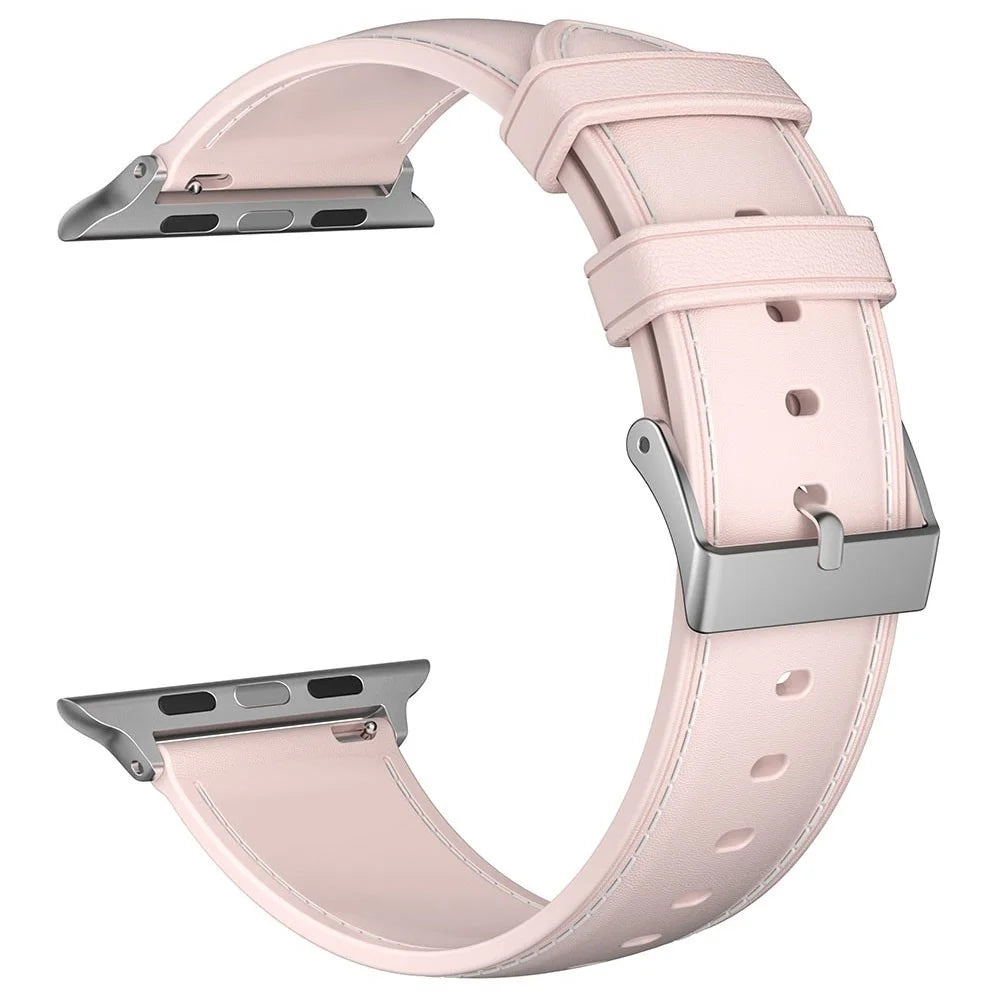 TPU Watch Strap for Apple Watch Series 11 10 42mm / 9 8 7 41mm / SE3 SE2 SE 6 5 4 40mm / 3 2 1 38mm Stitching Lines Wrist Band - Pink - 2