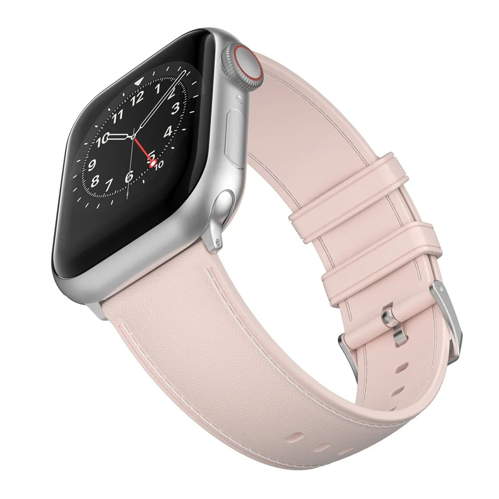 TPU Watch Strap for Apple Watch Series 11 10 42mm / 9 8 7 41mm / SE3 SE2 SE 6 5 4 40mm / 3 2 1 38mm Stitching Lines Wrist Band - Pink - 4