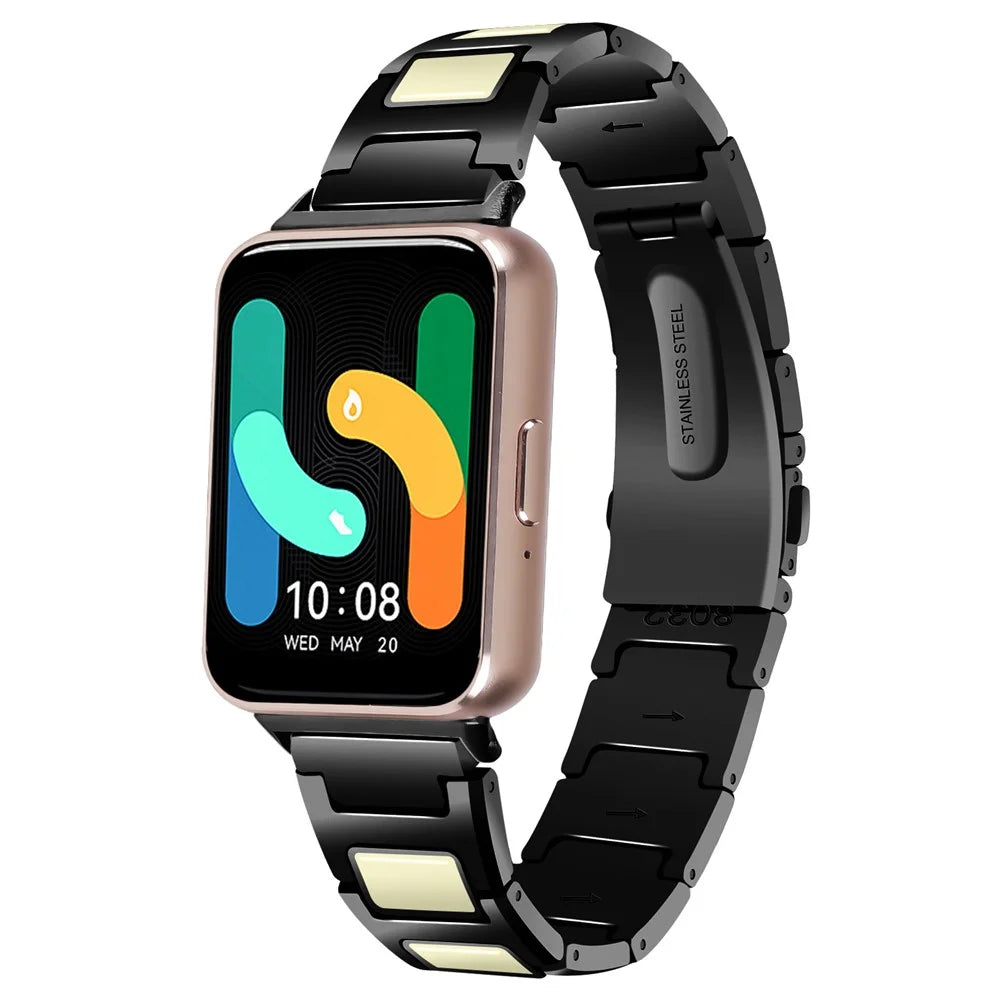 For Samsung Galaxy Fit3 SM-R390 Watch Strap Adjustable Metal Watch Band Fit for 5.2 inch-8.6 Inch- Silver+Black - 2