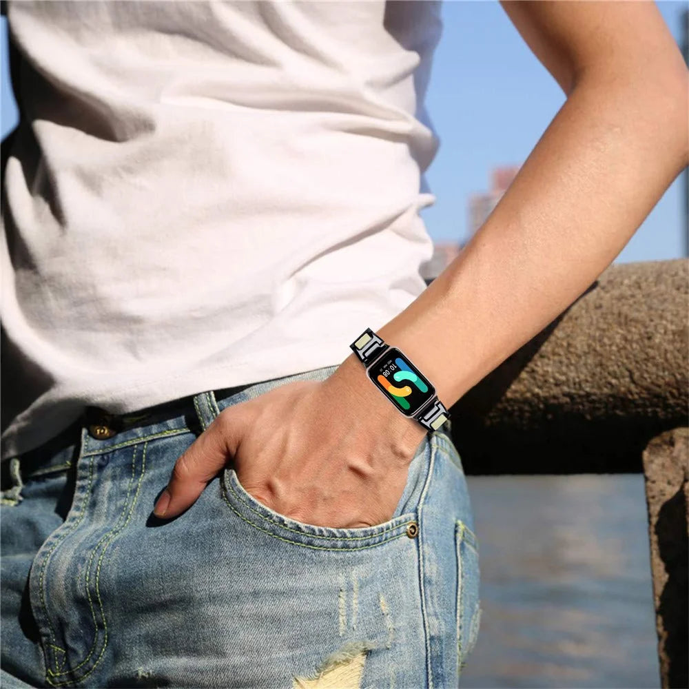 For Samsung Galaxy Fit3 SM-R390 Watch Strap Adjustable Metal Watch Band Fit for 5.2 inch-8.6 Inch- Silver+Black - 6