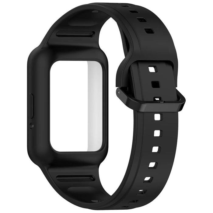 For Samsung Galaxy Fit3 SM-R390 Soft Silicone Wristband Replacement Strap with Case - Black - 3