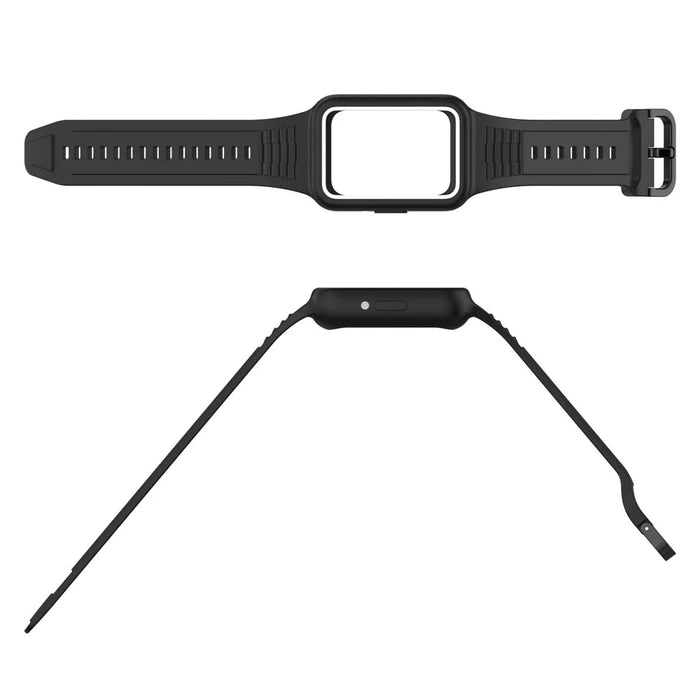 For Samsung Galaxy Fit3 SM-R390 Soft Silicone Wristband Replacement Strap with Case - Black - 5