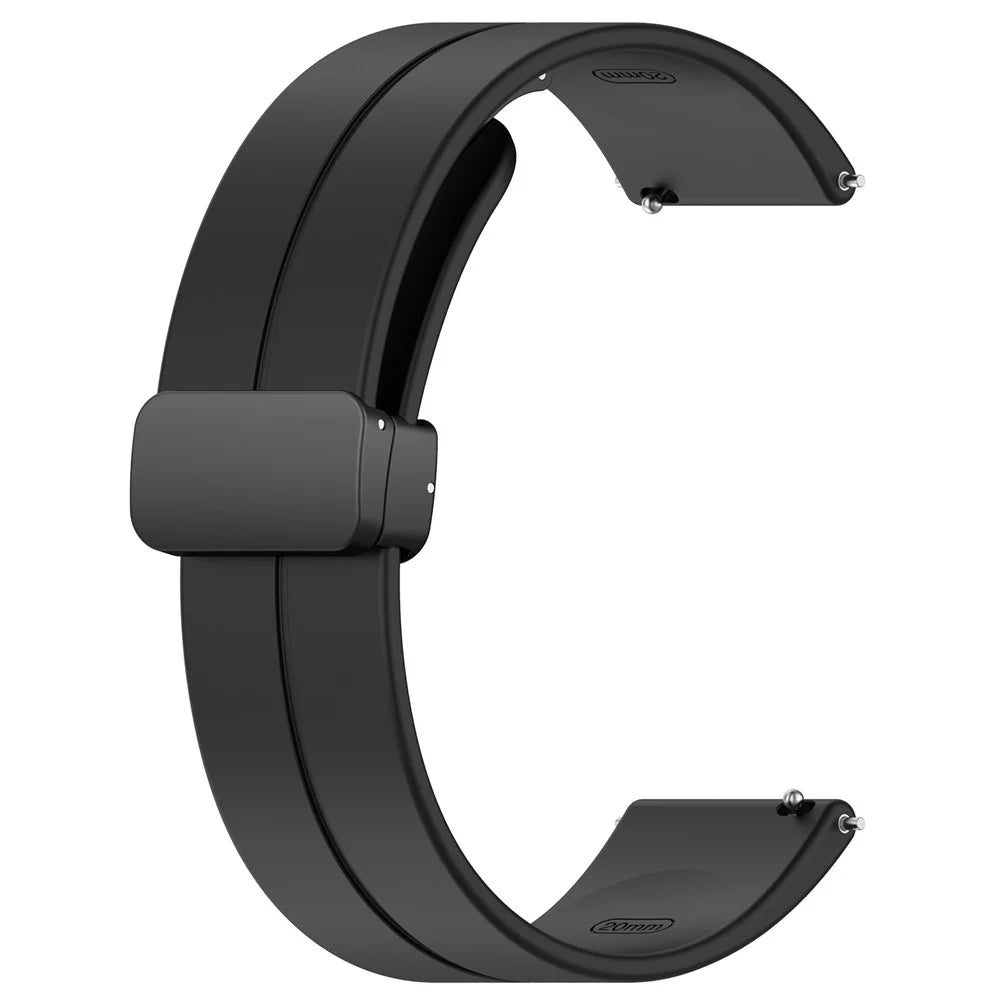 For Huawei / Samsung Universal 22mm Smartwatch Strap Magnetic Folding Buckle Silicone Band - Black - 1