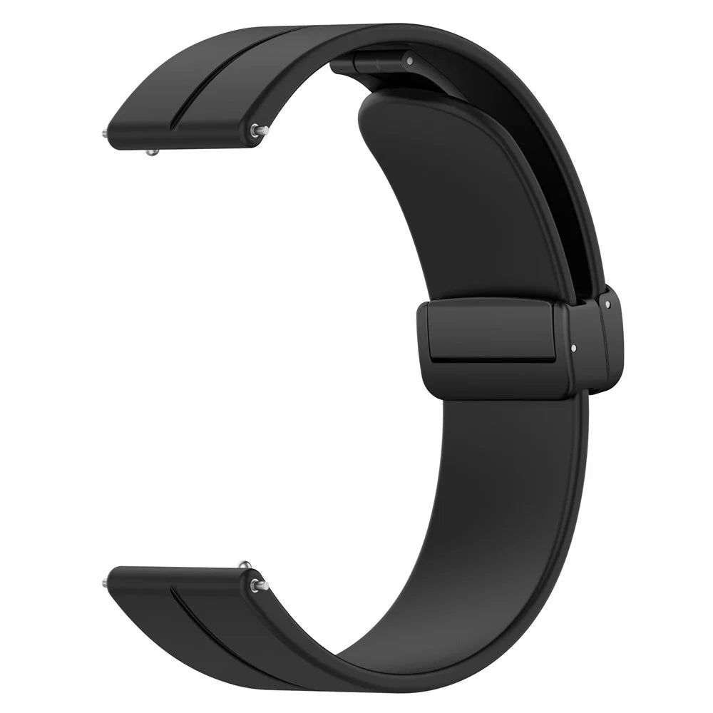 For Huawei / Samsung Universal 22mm Smartwatch Strap Magnetic Folding Buckle Silicone Band - Black - 4
