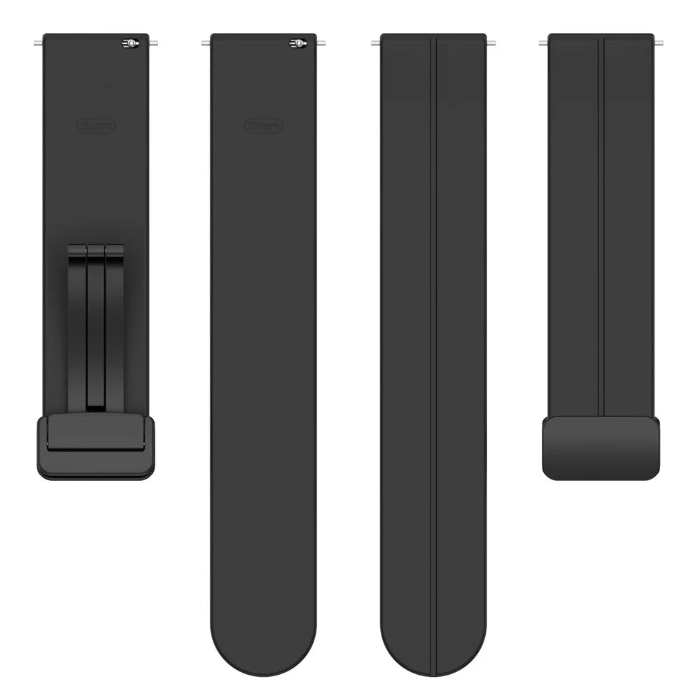 For Huawei / Samsung Universal 22mm Smartwatch Strap Magnetic Folding Buckle Silicone Band - Black - 5
