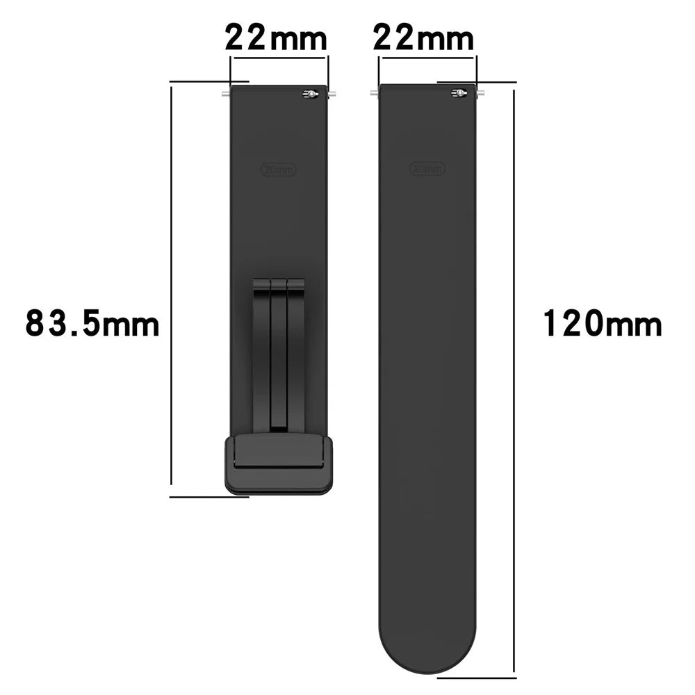 For Huawei / Samsung Universal 22mm Smartwatch Strap Magnetic Folding Buckle Silicone Band - Black - 7