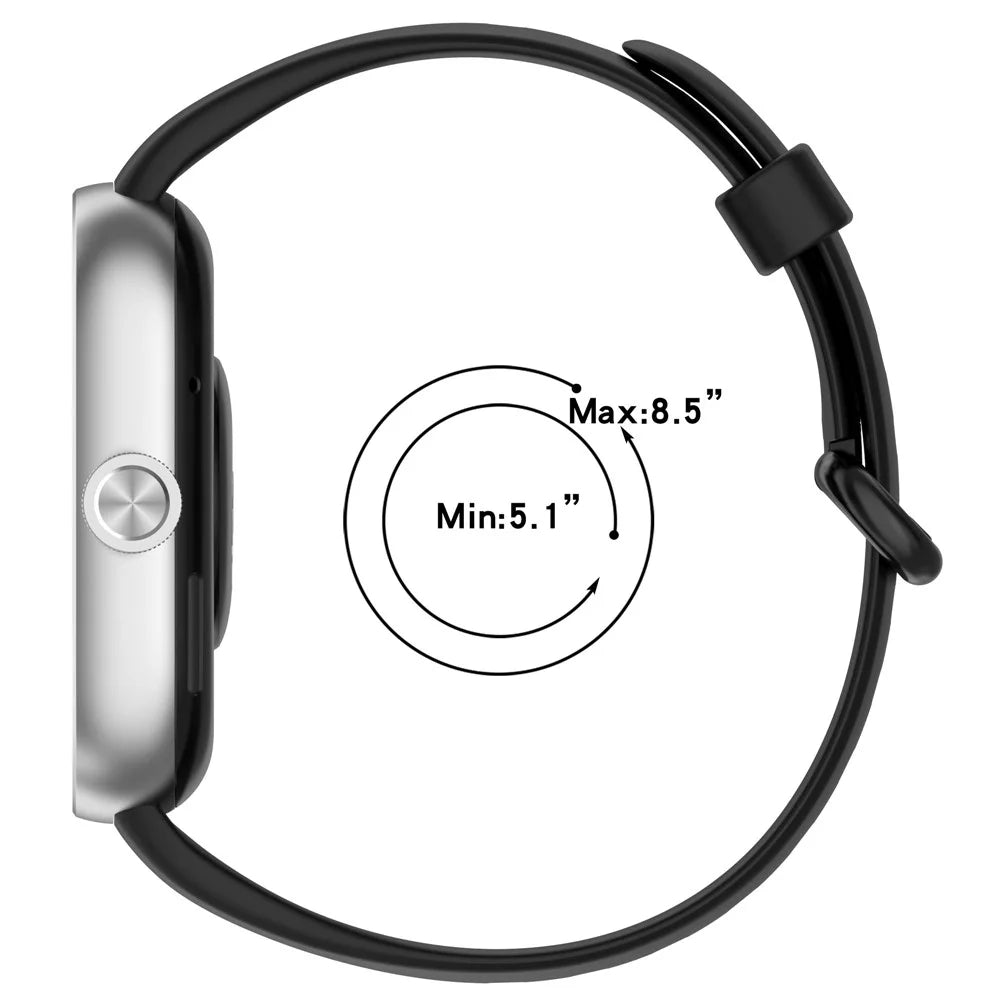 Wrist Band for Xiaomi Smart Band 10 Pro / 9 Pro / 8 Pro / Redmi Watch 6 / 5 / 5 eSIM / 4 Soft Silicone Smartwatch Bracelet Strap - Black - 7