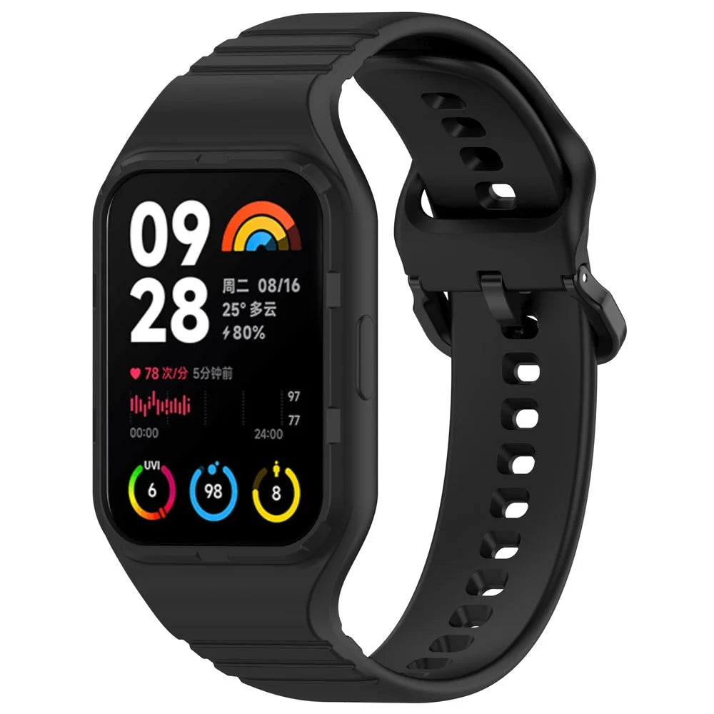 For Xiaomi Smart Band 10 Pro / 9 Pro / 8 Pro / Redmi Watch 6 / 5 / 4 Easily Adjustable Watch Strap Flexible Silicone Wrist Band - Black - 1