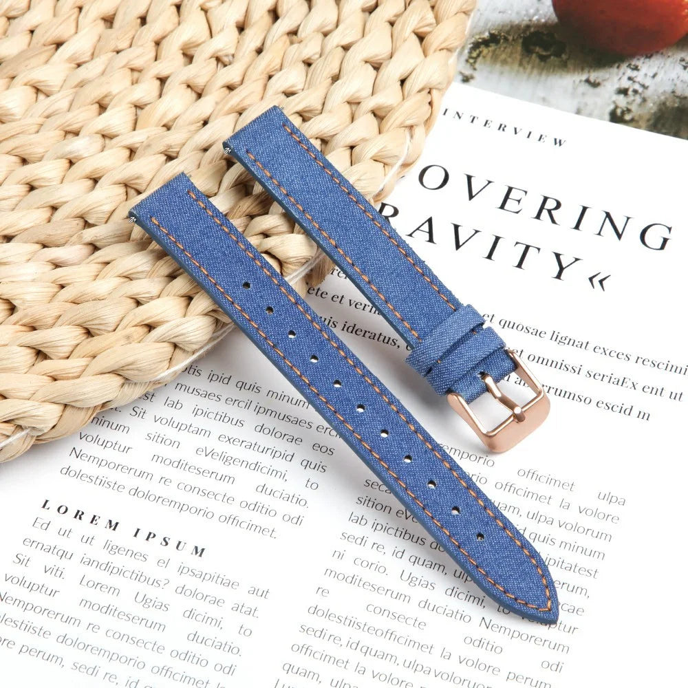 For Garmin Lily 2 Linen Leather Wrist Band Adjustable Watch Strap Replacement - Dark Blue - 2