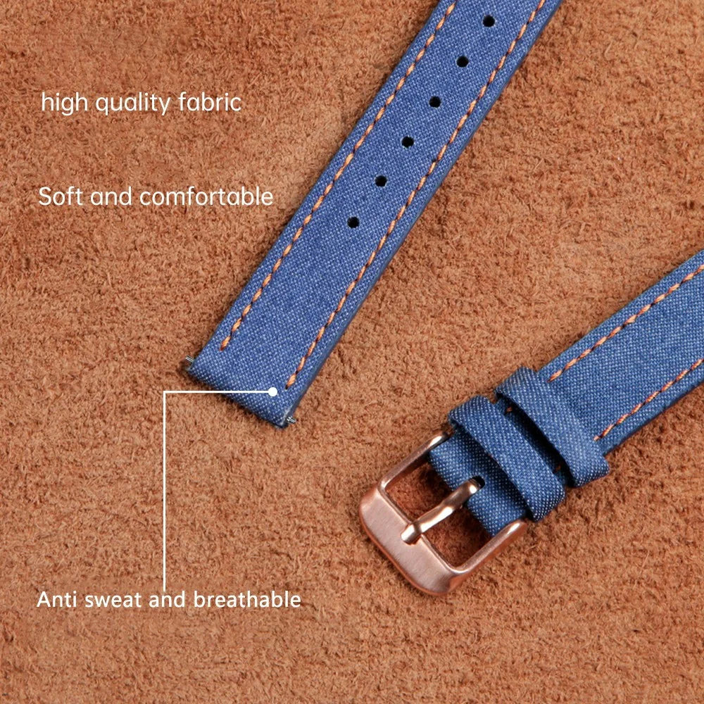 For Garmin Lily 2 Linen Leather Wrist Band Adjustable Watch Strap Replacement - Dark Blue - 3