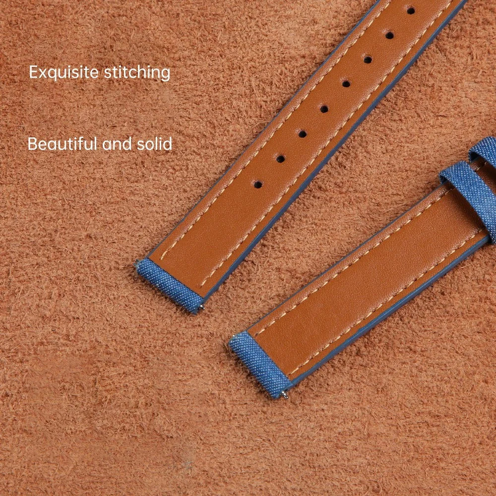 For Garmin Lily 2 Linen Leather Wrist Band Adjustable Watch Strap Replacement - Dark Blue - 4
