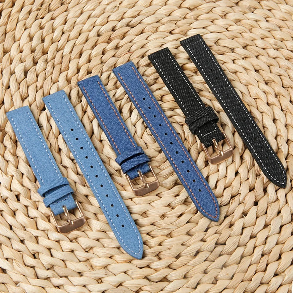 For Garmin Lily 2 Linen Leather Wrist Band Adjustable Watch Strap Replacement - Dark Blue - 5