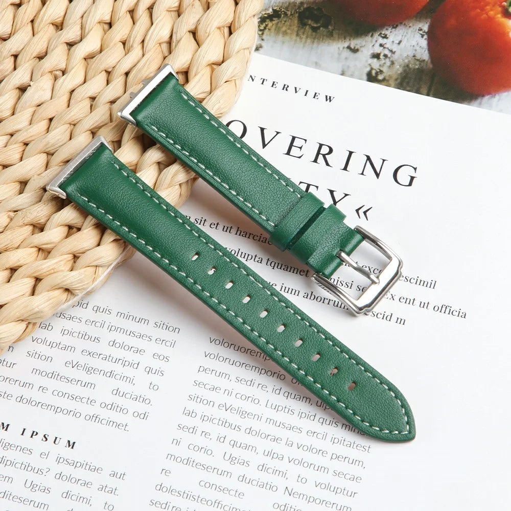 For Honor Band 9 Replacement Strap Genuine Cow Leather Watch Band - Green - 2