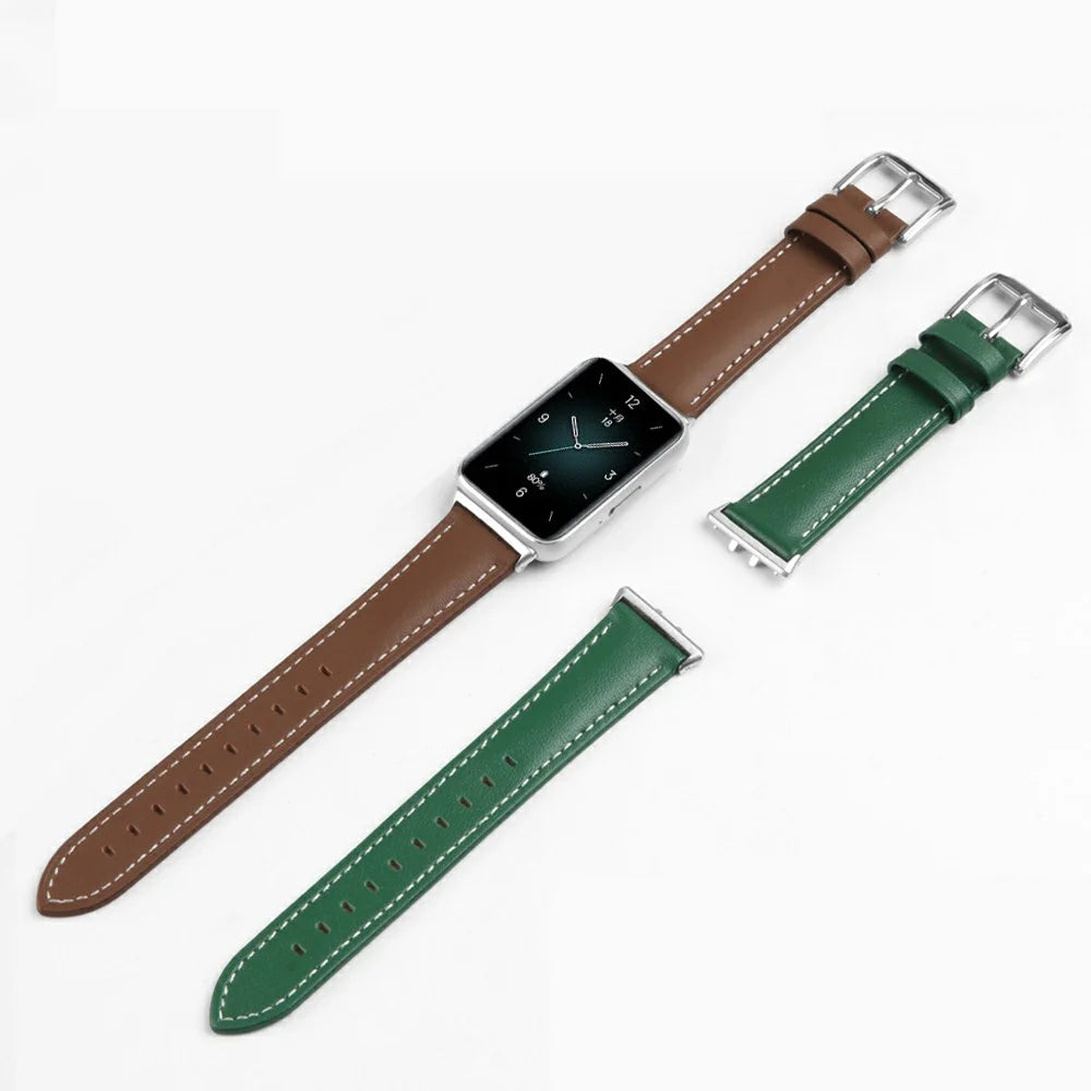 For Honor Band 9 Replacement Strap Genuine Cow Leather Watch Band - Green - 4