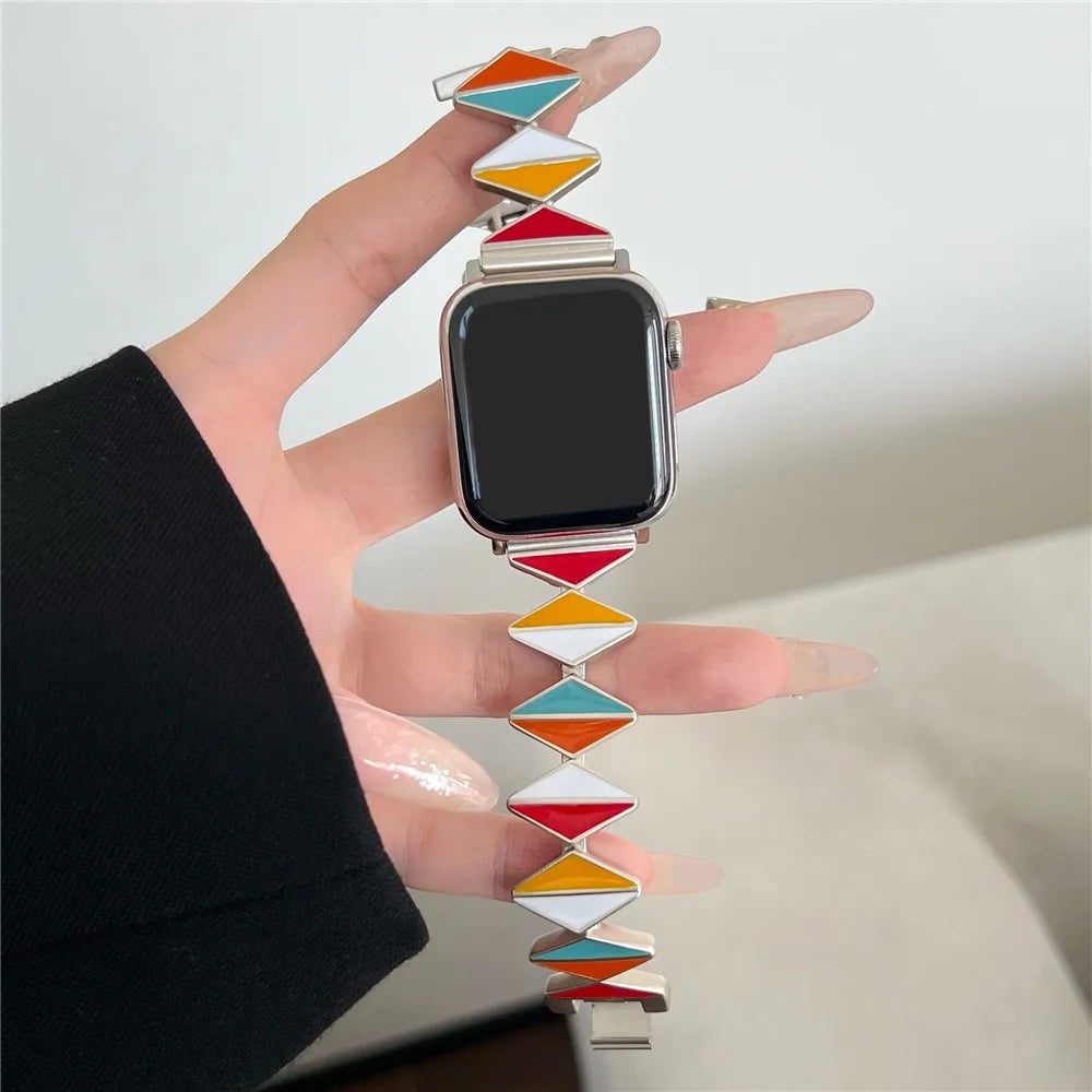 For Apple Watch Ultra 3 2 1 49mm / Series 11 10 46mm / 9 8 7 45mm / SE3 SE2 SE 6 5 4 44mm / 3 2 1 42mm Zinc Alloy Watch Band - Multi-Color / Starlight Buckle - 2
