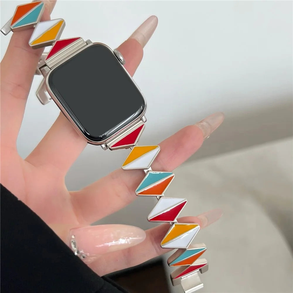 For Apple Watch Ultra 3 2 1 49mm / Series 11 10 46mm / 9 8 7 45mm / SE3 SE2 SE 6 5 4 44mm / 3 2 1 42mm Zinc Alloy Watch Band - Multi-Color / Starlight Buckle - 3