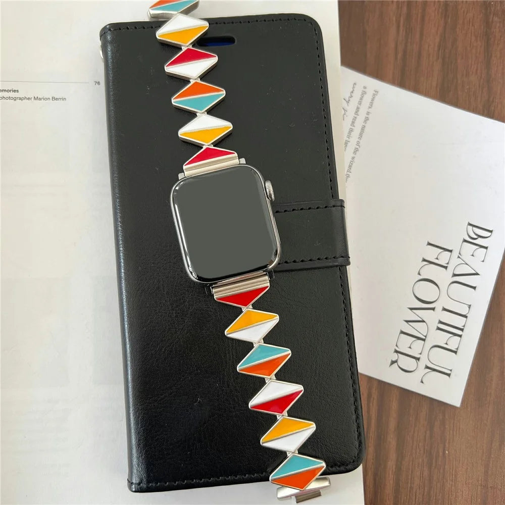 For Apple Watch Ultra 3 2 1 49mm / Series 11 10 46mm / 9 8 7 45mm / SE3 SE2 SE 6 5 4 44mm / 3 2 1 42mm Zinc Alloy Watch Band - Multi-Color / Starlight Buckle - 5
