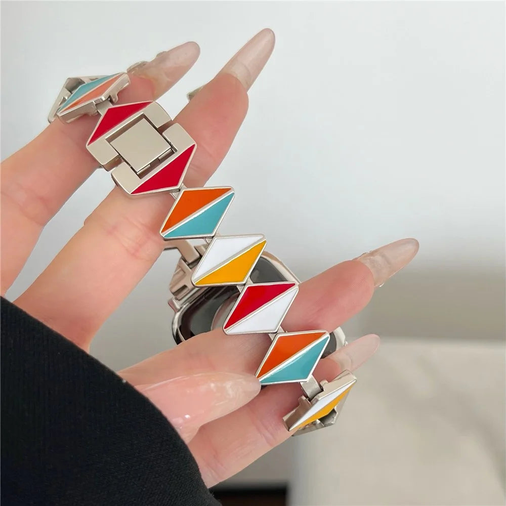 For Apple Watch Ultra 3 2 1 49mm / Series 11 10 46mm / 9 8 7 45mm / SE3 SE2 SE 6 5 4 44mm / 3 2 1 42mm Zinc Alloy Watch Band - Multi-Color / Starlight Buckle - 6